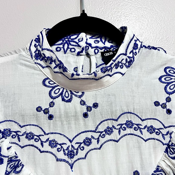 NWT ASOS Broderie Blouson Sleeve Midi Dress w/ Contrast Embroidery MSRP$260 - Picture 6 of 16